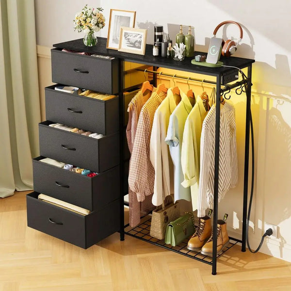 Stylish 5-Drawer LED Dresser