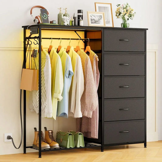 Stylish 5-Drawer LED Dresser
